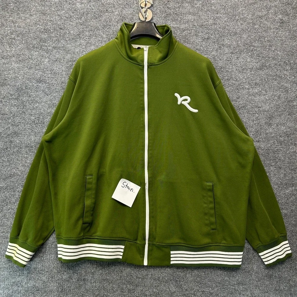 Vintage Rocawear Full Zip Track Jacket Men's Olive Green Spellout Back Size 3XL